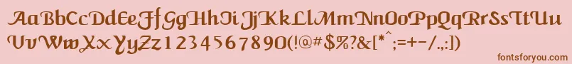 NewCalligraph-fontti – ruskeat fontit vaaleanpunaisella taustalla