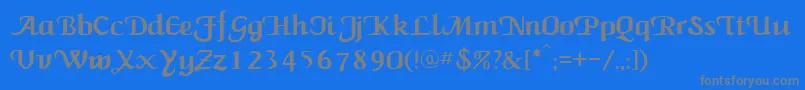 NewCalligraph-fontti – harmaat kirjasimet sinisellä taustalla