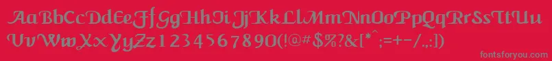 フォントNewCalligraph – 赤い背景に灰色の文字