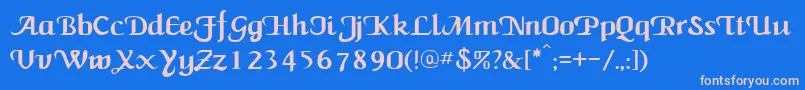 フォントNewCalligraph – ピンクの文字、青い背景