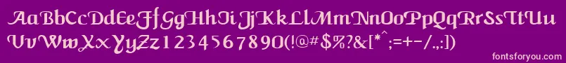 NewCalligraph-fontti – vaaleanpunaiset fontit violetilla taustalla