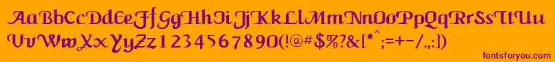 Шрифт NewCalligraph – фиолетовые шрифты на оранжевом фоне