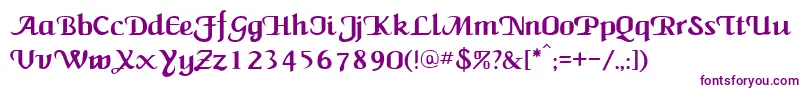 フォントNewCalligraph – 白い背景に紫のフォント