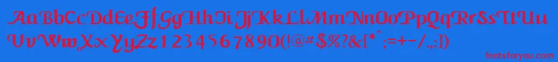 NewCalligraph Font – Red Fonts on Blue Background