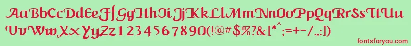 NewCalligraph Font – Red Fonts on Green Background