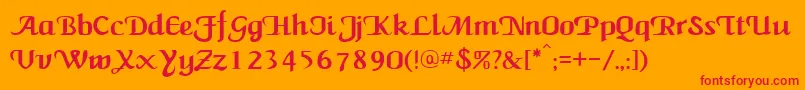 NewCalligraph Font – Red Fonts on Orange Background