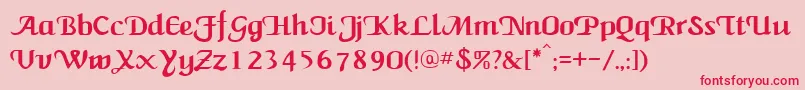 NewCalligraph-fontti – punaiset fontit vaaleanpunaisella taustalla