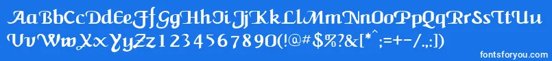 フォントNewCalligraph – 青い背景に白い文字