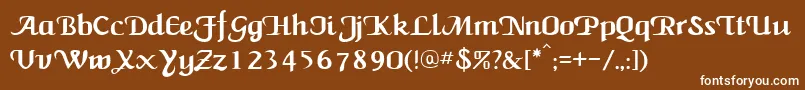 NewCalligraph-fontti – valkoiset fontit ruskealla taustalla
