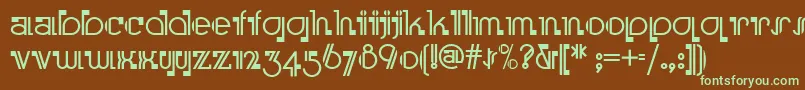 フォントBoomer – 緑色の文字が茶色の背景にあります。