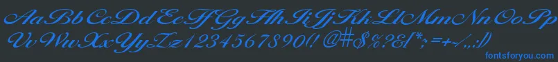 Czcionka LarisimaRegular – niebieskie czcionki na czarnym tle