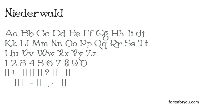Fuente Niederwald - alfabeto, números, caracteres especiales
