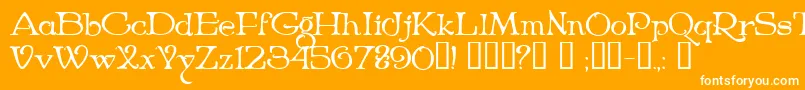 Niederwald-Schriftart – Weiße Schriften auf orangefarbenem Hintergrund