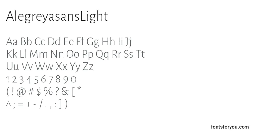 Шрифт AlegreyasansLight – алфавит, цифры, специальные символы