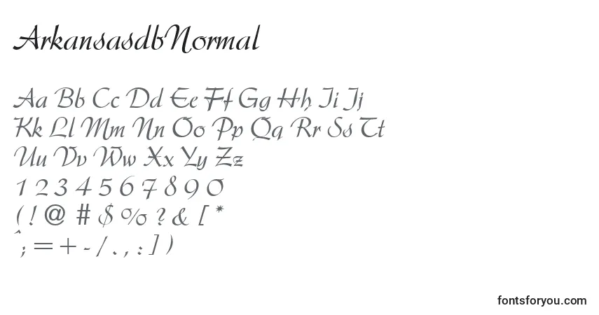Czcionka ArkansasdbNormal – alfabet, cyfry, specjalne znaki