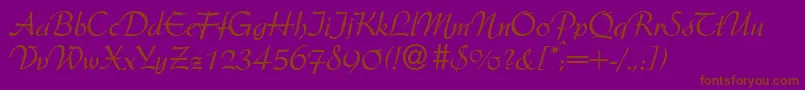 ArkansasdbNormal-Schriftart – Braune Schriften auf violettem Hintergrund