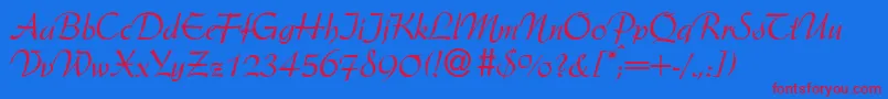 ArkansasdbNormal Font – Red Fonts on Blue Background