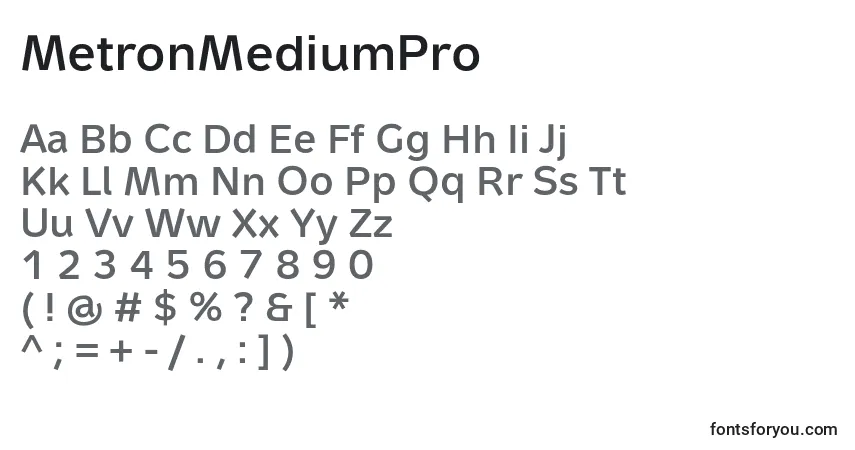 A fonte MetronMediumPro – alfabeto, números, caracteres especiais