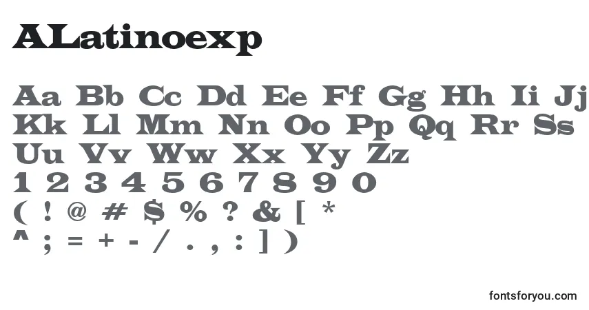 Fuente ALatinoexp - alfabeto, números, caracteres especiales