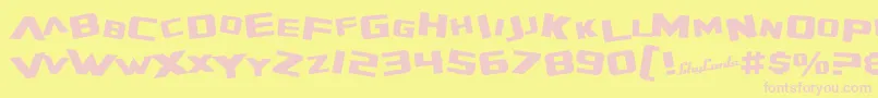 フォントSfZeroGravity – ピンクのフォント、黄色の背景
