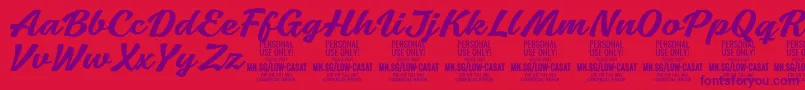 LowcasatmedPersonalUse Font – Purple Fonts on Red Background
