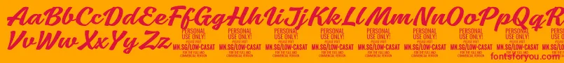 フォントLowcasatmedPersonalUse – オレンジの背景に赤い文字