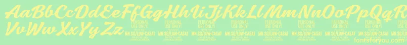 LowcasatmedPersonalUse Font – Yellow Fonts on Green Background
