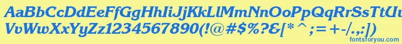 KarinaBlackItalic Font – Blue Fonts on Yellow Background