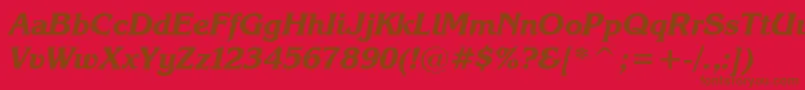 KarinaBlackItalic Font – Brown Fonts on Red Background