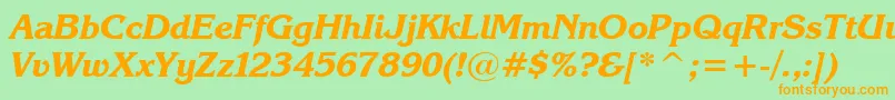 KarinaBlackItalic Font – Orange Fonts on Green Background
