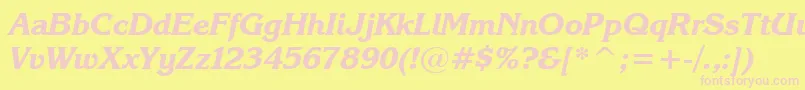 フォントKarinaBlackItalic – ピンクのフォント、黄色の背景