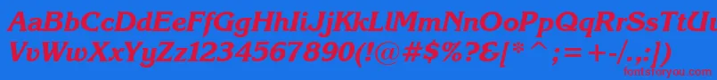 KarinaBlackItalic Font – Red Fonts on Blue Background