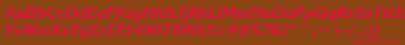 KarinaBlackItalic Font – Red Fonts on Brown Background