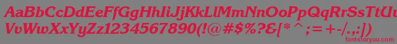 KarinaBlackItalic Font – Red Fonts on Gray Background