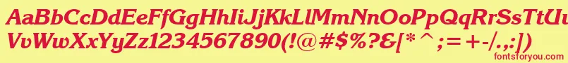 KarinaBlackItalic Font – Red Fonts on Yellow Background