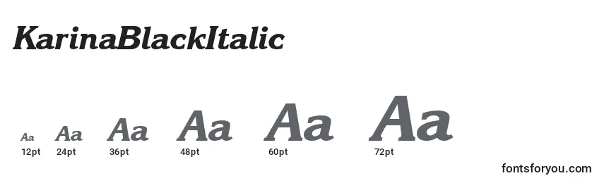 Размеры шрифта KarinaBlackItalic