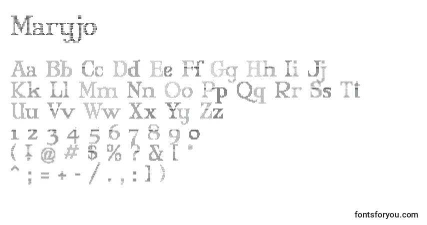 Schriftart Maryjo – Alphabet, Zahlen, spezielle Symbole