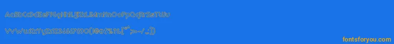 RmPlaytimeMedium-Schriftart – Orangefarbene Schriften auf blauem Hintergrund