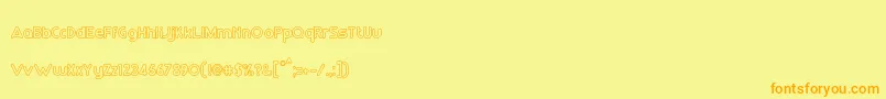 RmPlaytimeMedium-Schriftart – Orangefarbene Schriften auf gelbem Hintergrund
