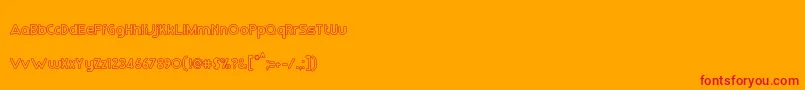 RmPlaytimeMedium-Schriftart – Rote Schriften auf orangefarbenem Hintergrund