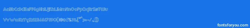 RmPlaytimeMedium-Schriftart – Weiße Schriften auf blauem Hintergrund