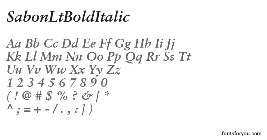 A fonte SabonLtBoldItalic – alfabeto, números, caracteres especiais