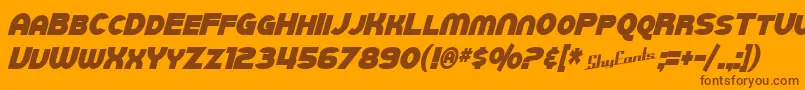 Czcionka SfJuggernautCondensedBoldItalic – brązowe czcionki na pomarańczowym tle