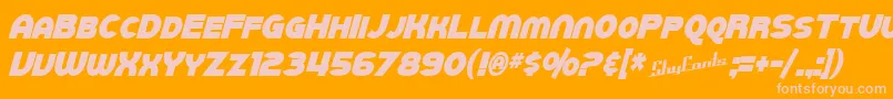 SfJuggernautCondensedBoldItalic-Schriftart – Rosa Schriften auf orangefarbenem Hintergrund