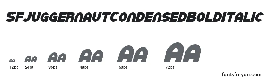 SfJuggernautCondensedBoldItalic Font Sizes