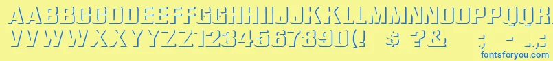 フォントReliefGroteskWide – 青い文字が黄色の背景にあります。