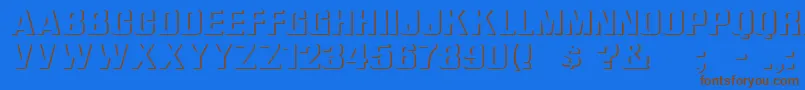 フォントReliefGroteskWide – 茶色の文字が青い背景にあります。