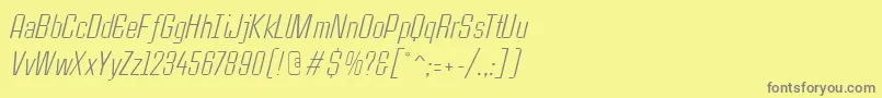 フォントCasestudynooneLtLightItalic – 黄色の背景に灰色の文字