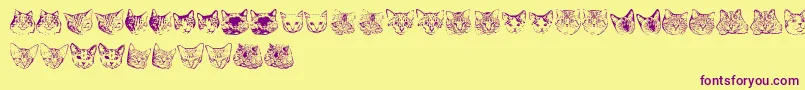 KittyprintAoe Font – Purple Fonts on Yellow Background