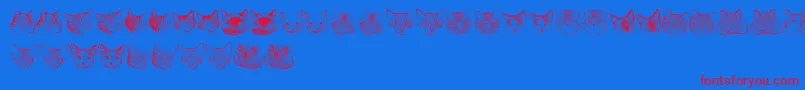 KittyprintAoe Font – Red Fonts on Blue Background